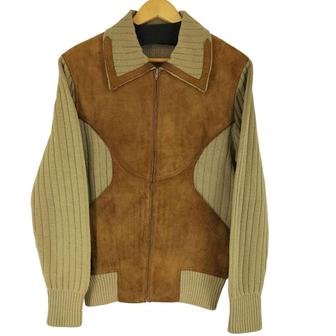 ニット切り替え スエード ジップアップジャケット メンズ